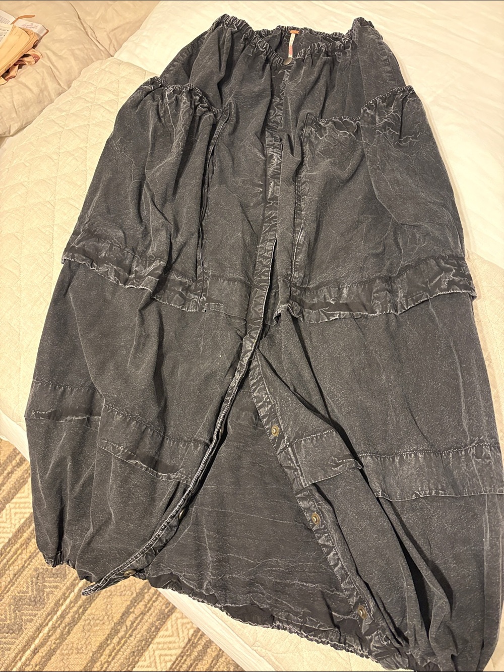 Free People Washed Black Tiered Maxi Skirt Length is 36”